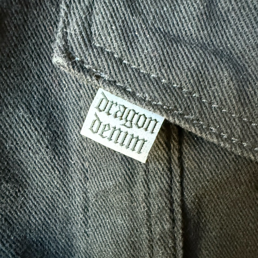 DRAGON DENIM Beetle Denim Jacket Lace Grunge Whimsigoth Goth Bug Insect Black L - Picture 10 of 10